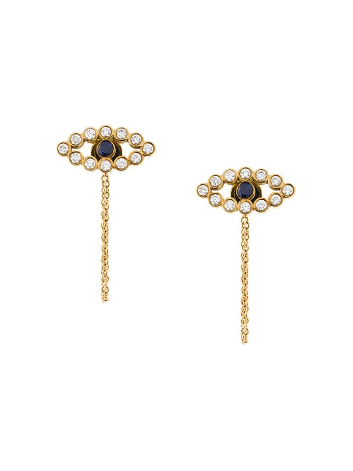 Ileana Makri Chained Eye Stud Earrings - Metallic