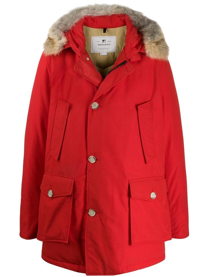 Woolrich Hooded Coat - Red