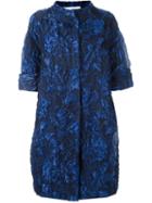 Gianluca Capannolo Floral Jacquard Coat, Women's, Size: 40, Blue, Polyamide/silk/polyester/nylon