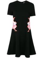 Carven - Floral Detail Short-sleeved Dress - Women - Cotton/polyester - M, Black, Cotton/polyester
