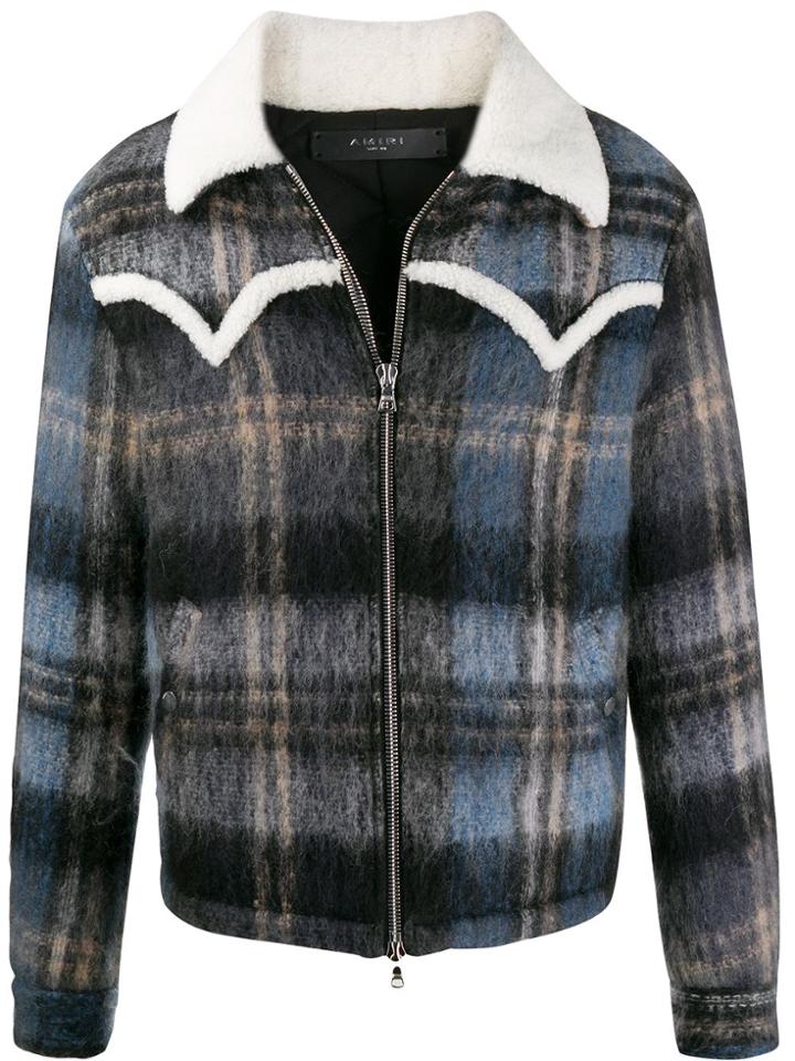 Amiri Check Shearling Jacket - Blue