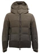 Moncler Grenoble Short Textured Down Coat, Men's, Size: 4, Grey, Feather Down/polyamide/wool