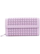 Bottega Veneta Checkerboard Intrecciato Wallet - Pink & Purple