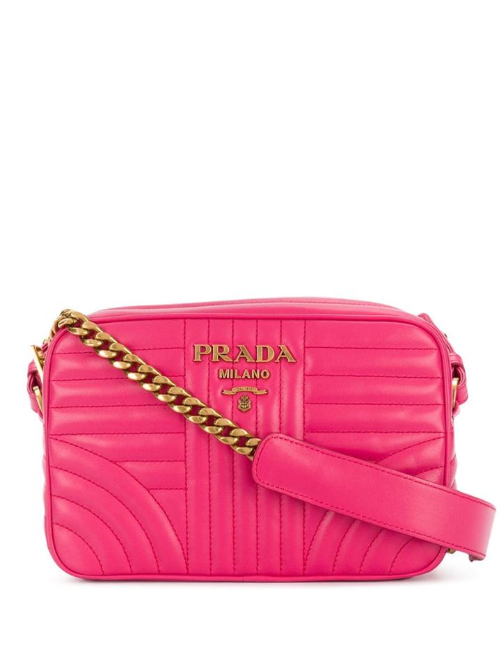 Prada Diagramme Leather Cross-body Bag - Pink