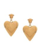 Versace Medusa Charm And Heart Pendant Earring - Gold