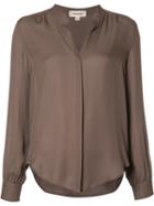 L'agence Band Collar Shirt, Women's, Size: Xs, Brown, Silk