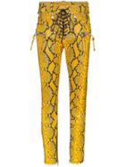 Unravel Project Snake Print Skinny Faux Leather Trousers - Yellow