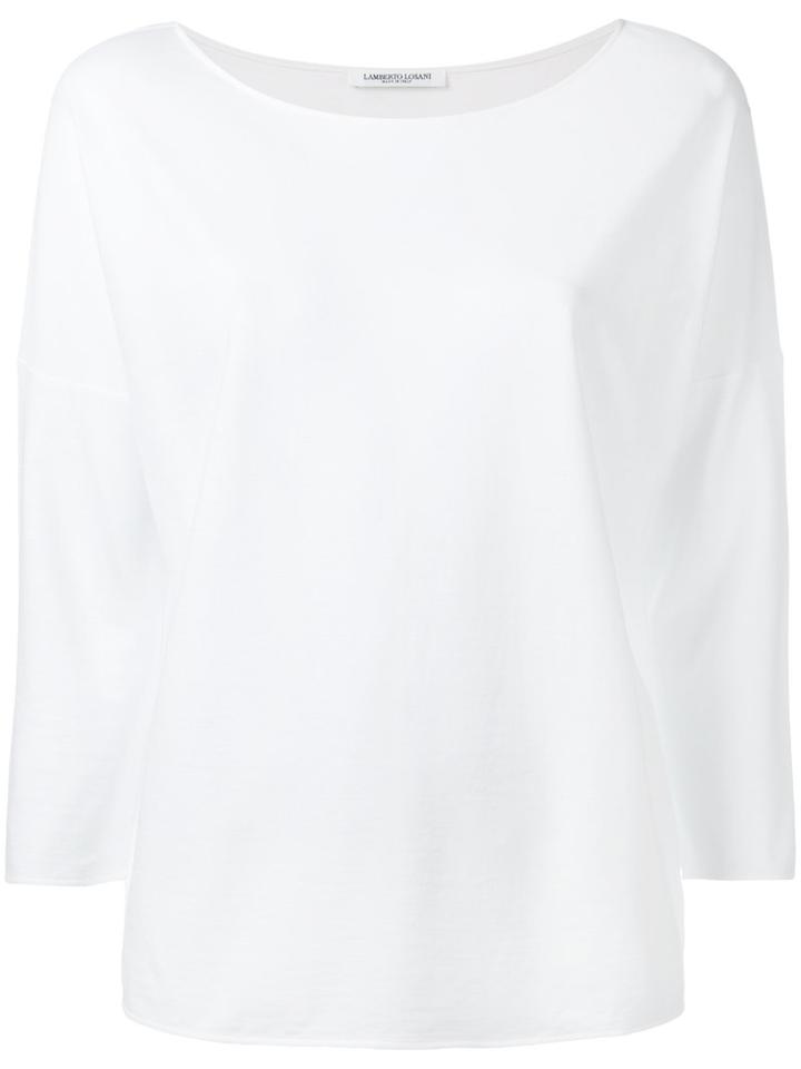 Lamberto Losani Plain Blouse, Women's, Size: Small, White, Cotton/silk