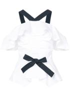 Derek Lam 10 Crosby Off The Shoulder Halter Ruffle Top - White