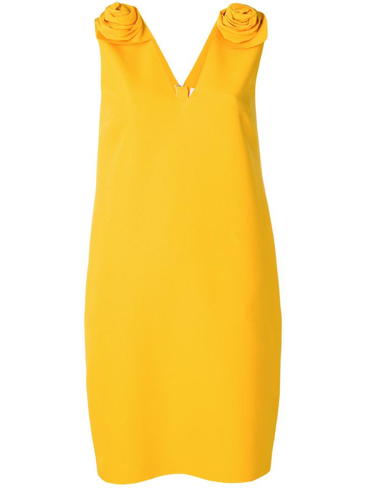 Msgm Rosette-embellished Dress - Yellow & Orange