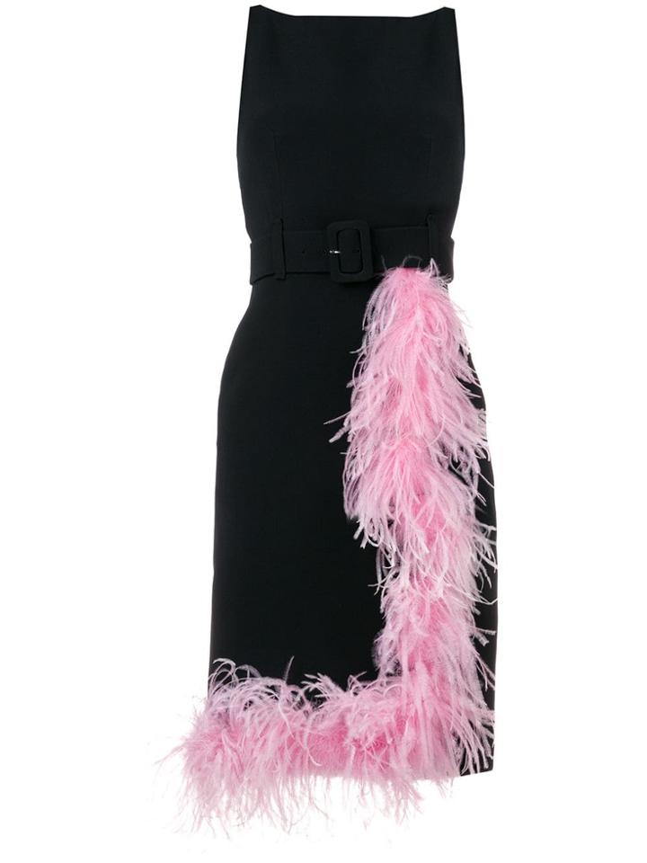 Prada Feather Trimmed Dress - Black
