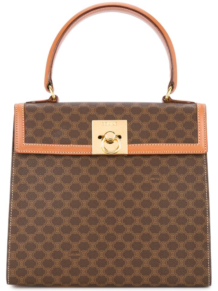 Céline Vintage Macadam Pattern Tote - Brown