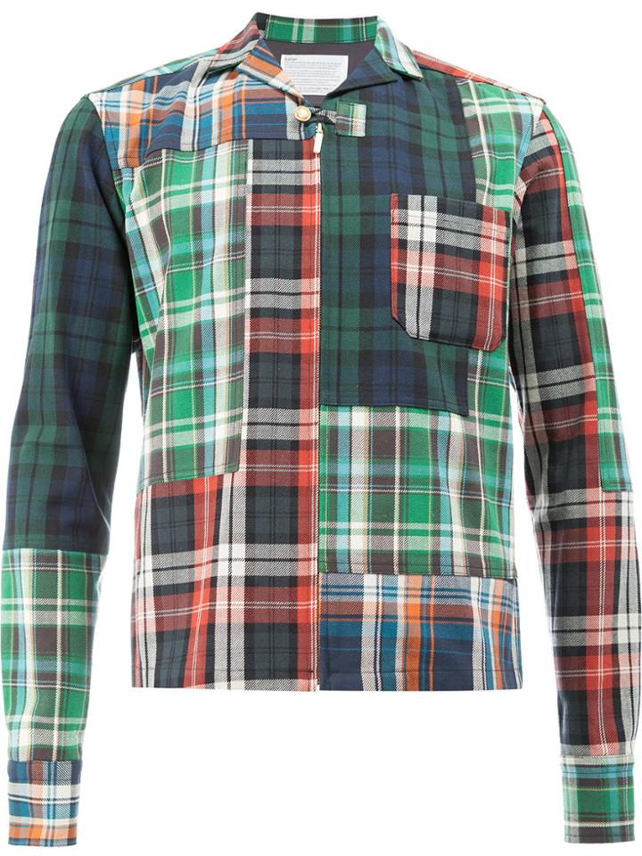 Kolor Plaid Patchwork Shirt Jacket - Green