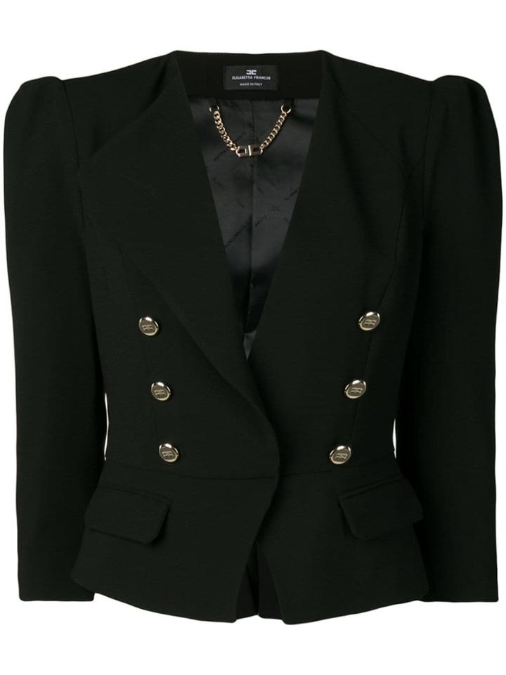 Elisabetta Franchi Cropped Double-breasted Blazer - Black