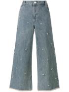 Sandy Liang Swarovksi Crystal Embellished Jeans, Women's, Size: 36, Blue, Cotton/swarovski Crystal