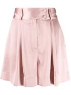 Styland Pleated Wide-leg Shorts - Pink