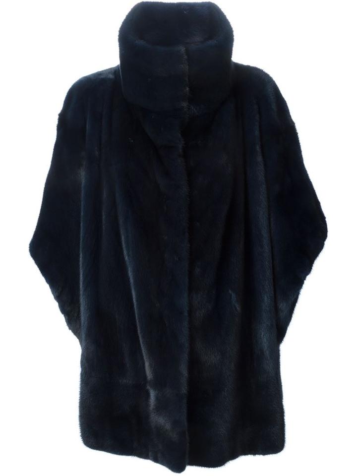 Liska Floral Back Cloak, Women's, Size: Medium, Blue, Mink Fur