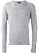 Drumohr V Neck Jumper, Men's, Size: 46, Grey, Lambs Wool