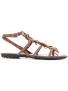 Tod's Fringed Multi-strap Sandals - Brown