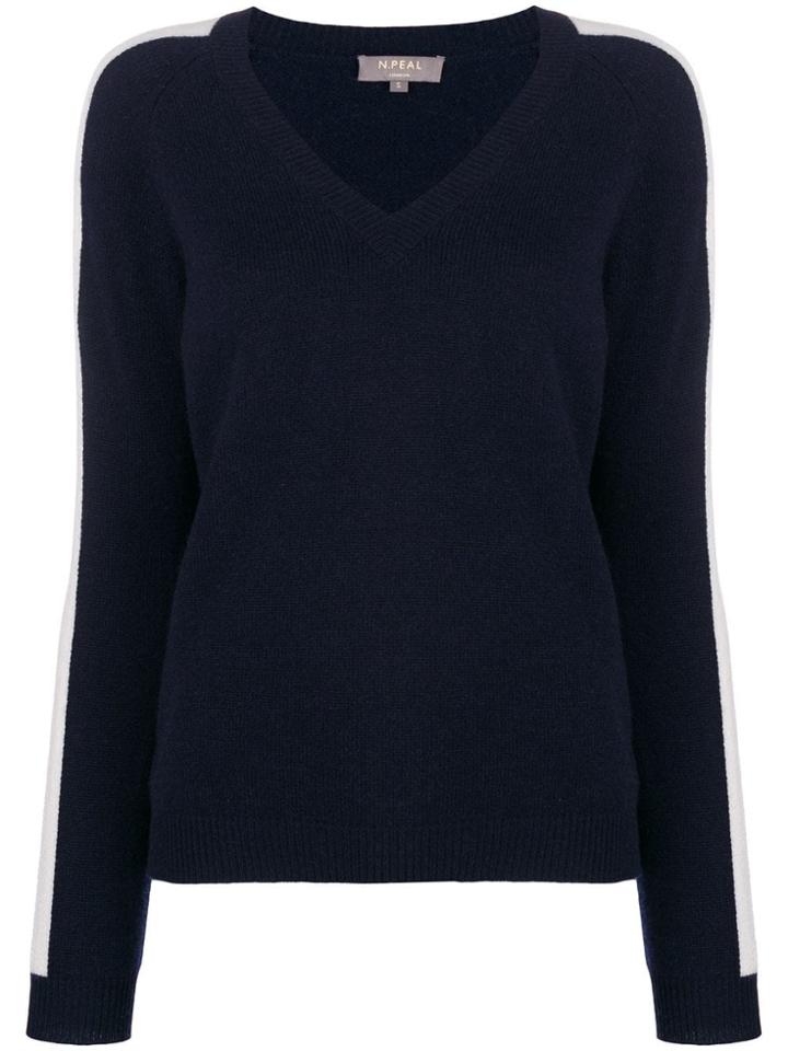 N.peal Contrast Stripe Sweater - Blue