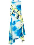 Msgm Patterned Ruffle Dress - Blue