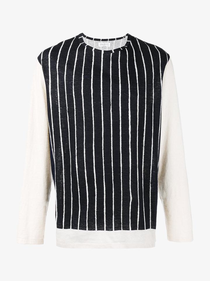 Yohji Yamamoto Striped Long Sleeve T-shirt, Men's, Size: 3, Blue, Cotton