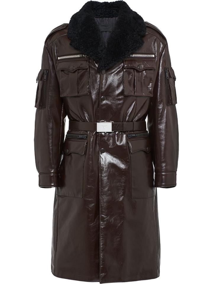 Prada Shearling Military Coat - Brown