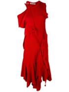 Ottolinger - Patchwork Asymmetric Dress - Women - Cotton - S, Red, Cotton