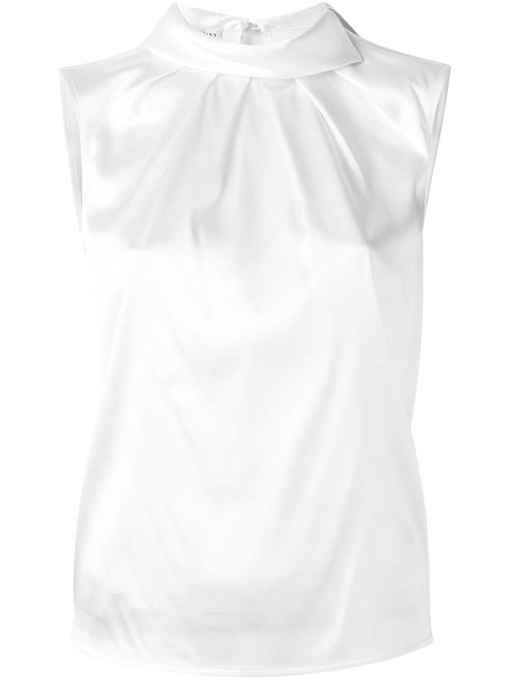 Armani Collezioni Gathered Neck Top, Women's, Size: 40, White, Silk/spandex/elastane