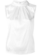 Armani Collezioni Gathered Neck Top, Women's, Size: 40, White, Silk/spandex/elastane
