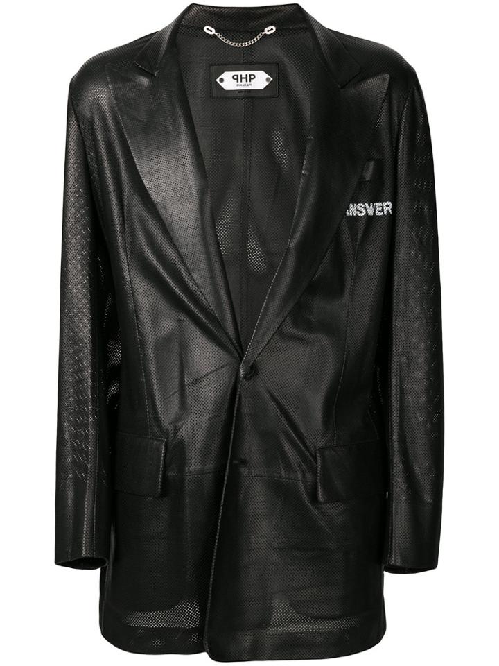Pihakapi Perforated Leather Blazer - Black