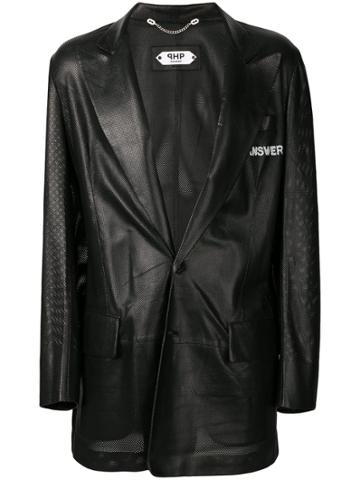 Pihakapi Perforated Leather Blazer - Black