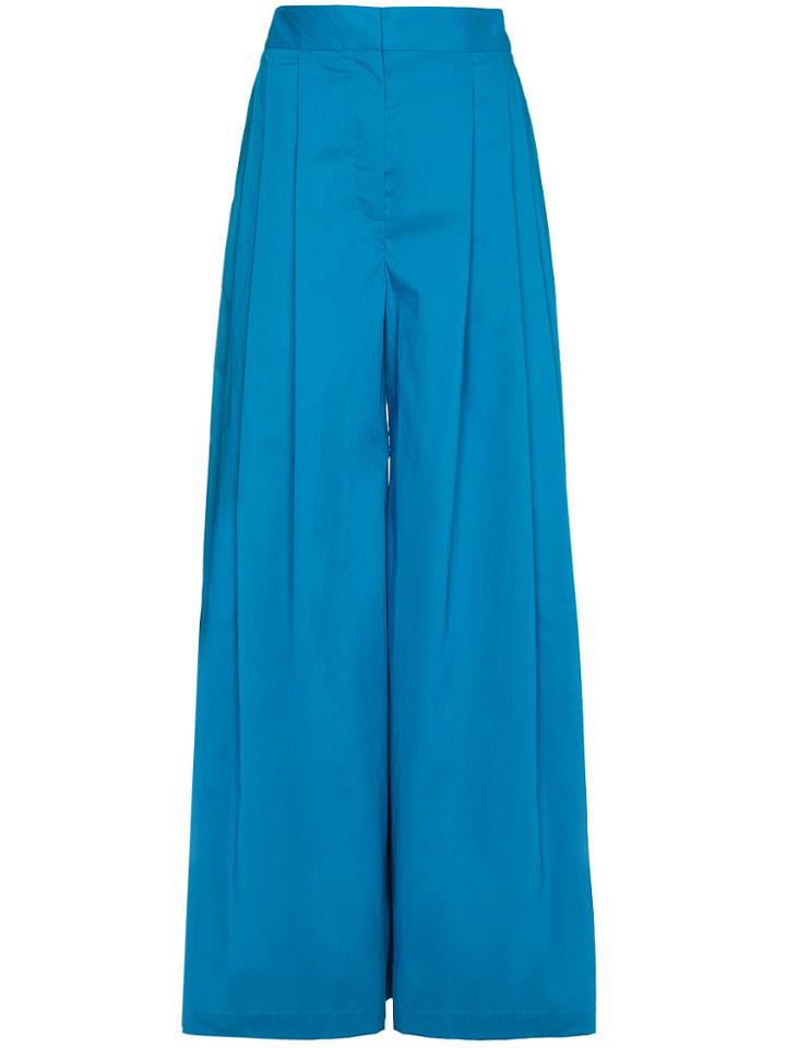 Vika Gazinskaya Silk Pleat Front Trousers - Blue