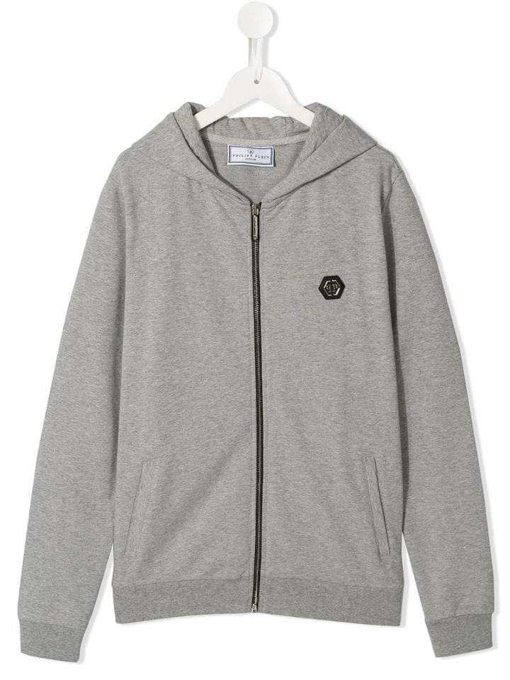 Philipp Plein Junior Statement Sweat Jacket Hoody - Grey