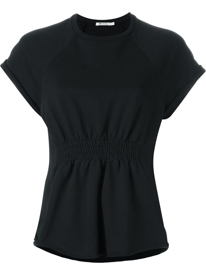 T By Alexander Wang Elasticated Waist Top, Women's, Size: M, Black, Cotton