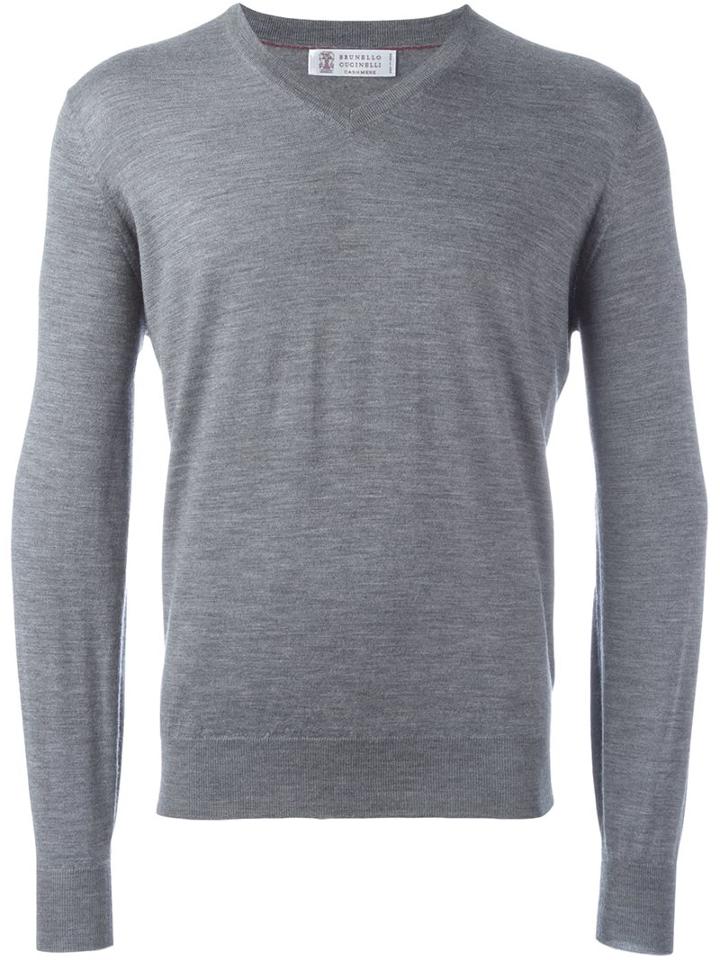 Brunello Cucinelli V Neck Fine Knit Jumper