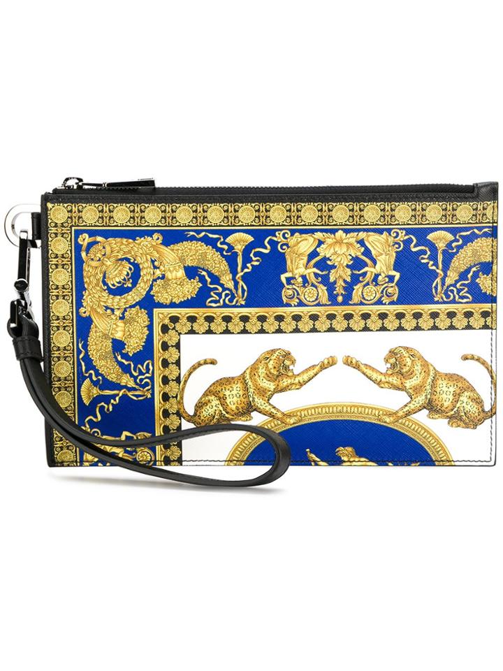 Versace Baroque Print Clutch - Metallic