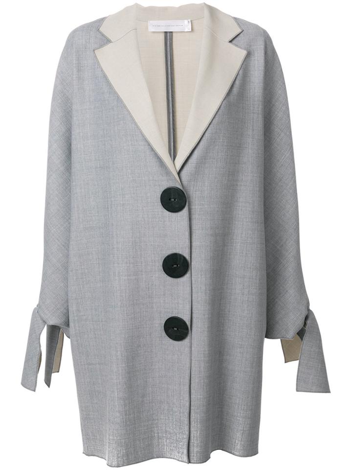 Victoria Victoria Beckham Oversized Button Coat - Grey