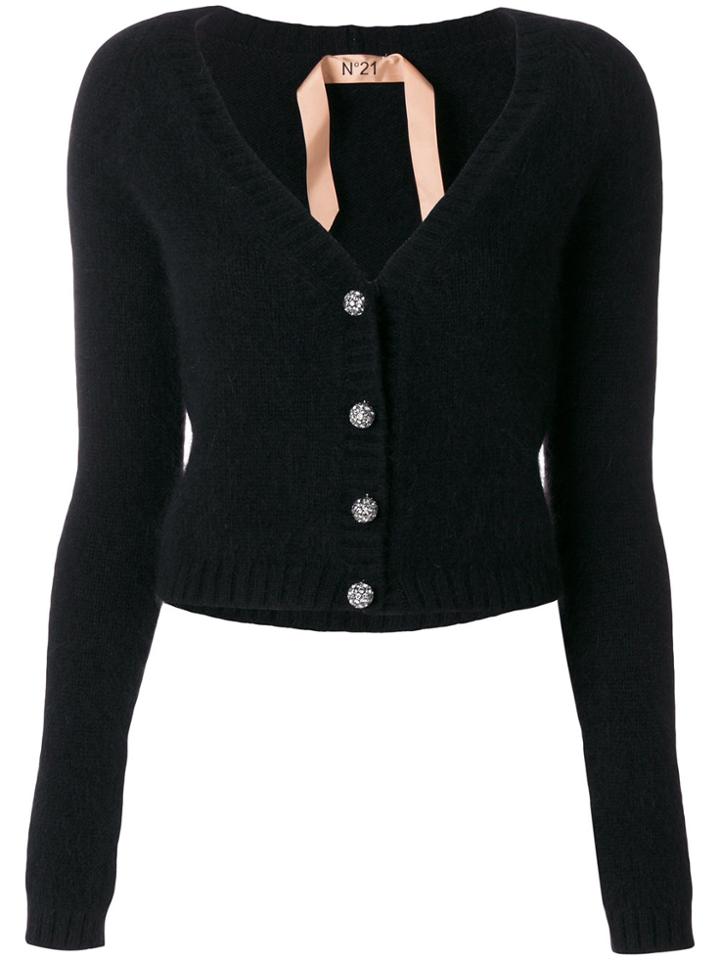 No21 Crystal Button Cardigan - Black