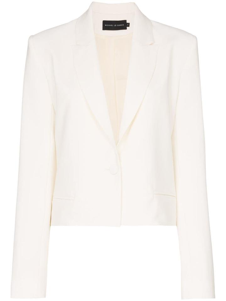 Michael Lo Sordo Cropped Single Button Merino Blazer - White