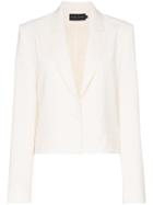 Michael Lo Sordo Cropped Single Button Merino Blazer - White
