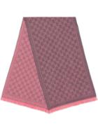Gucci - Gg Jacquard Pattern Knit Scarf - Women - Wool - One Size, Pink/purple, Wool