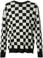 Marc Jacobs Checkered Distressed Knit Jumper, Men's, Size: Medium, Black, Wool