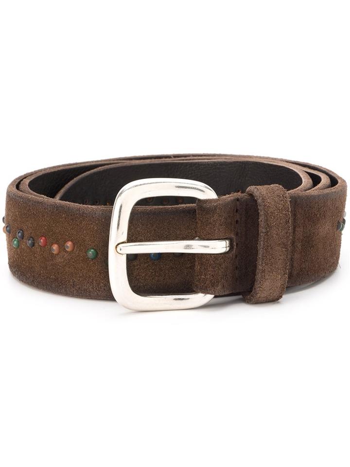 Orciani Beaded Detail Belt, Men's, Size: 90, Brown, Leather/brass