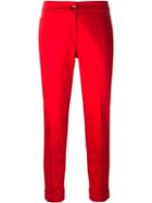 Etro Cropped Cigarette Trousers, Women's, Size: 46, Red, Viscose/spandex/elastane