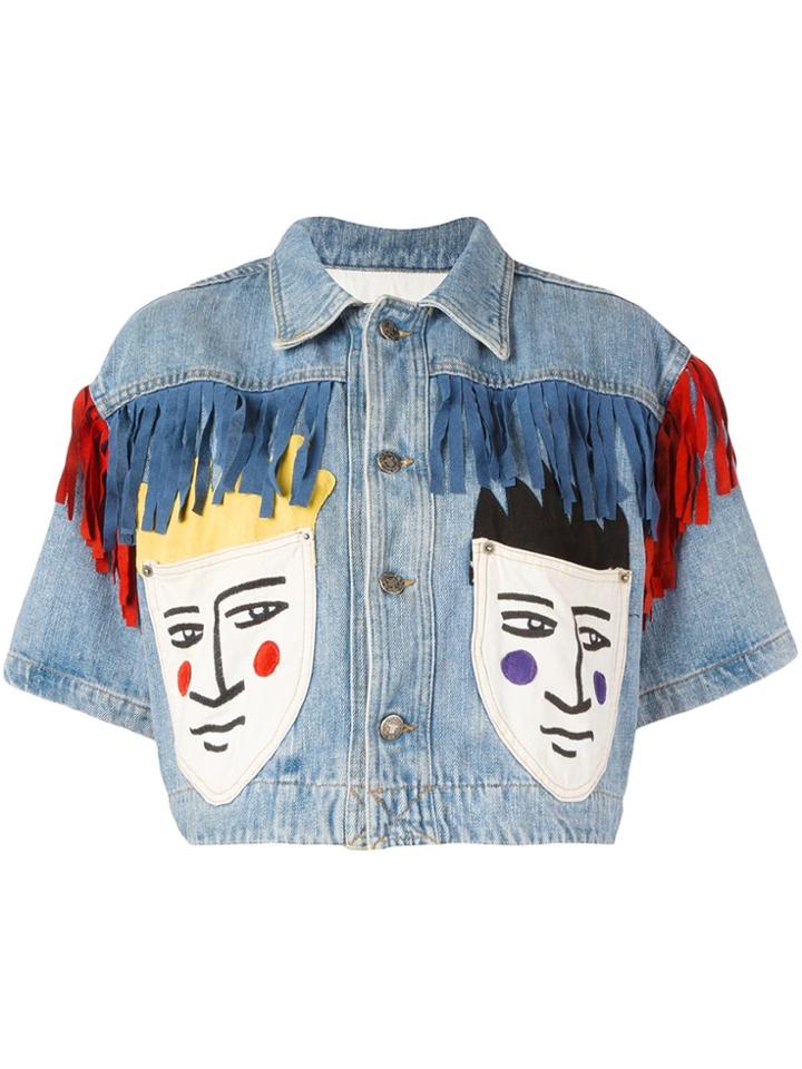 Jc De Castelbajac Vintage Cropped Denim Jacket - Blue