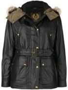 Belstaff Coyote Fur Trim Hooded Jacket - Black