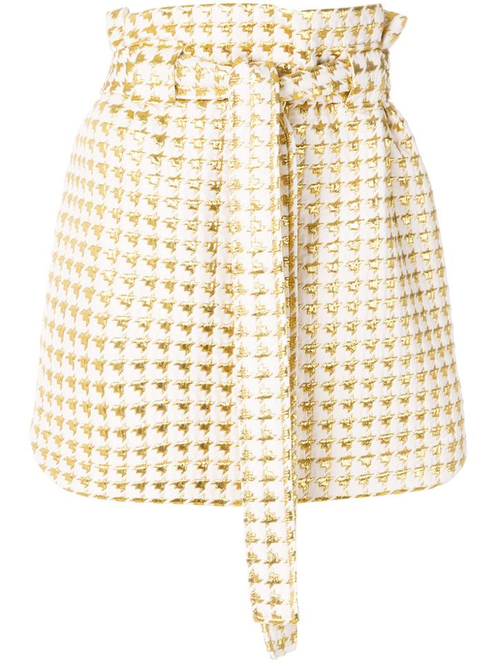 Maison Kitsuné Metallic Houndstooth Mini Skirt - Nude & Neutrals