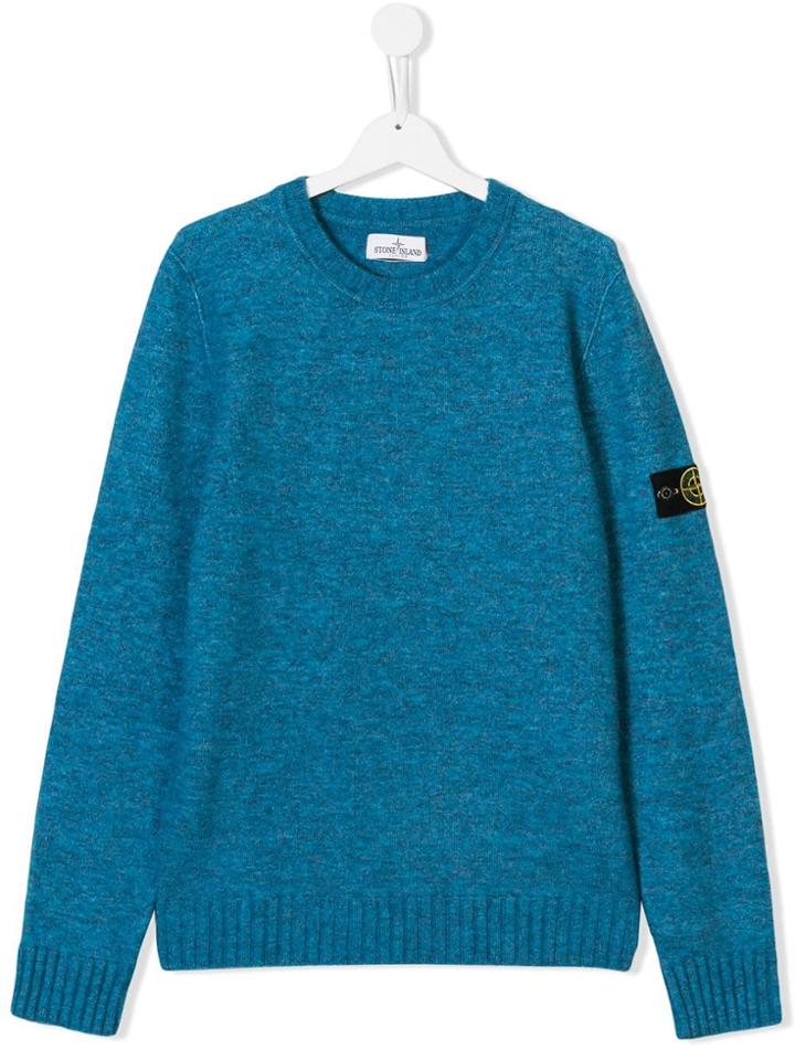 Stone Island Junior Logo Patch Knitted Sweater - Blue