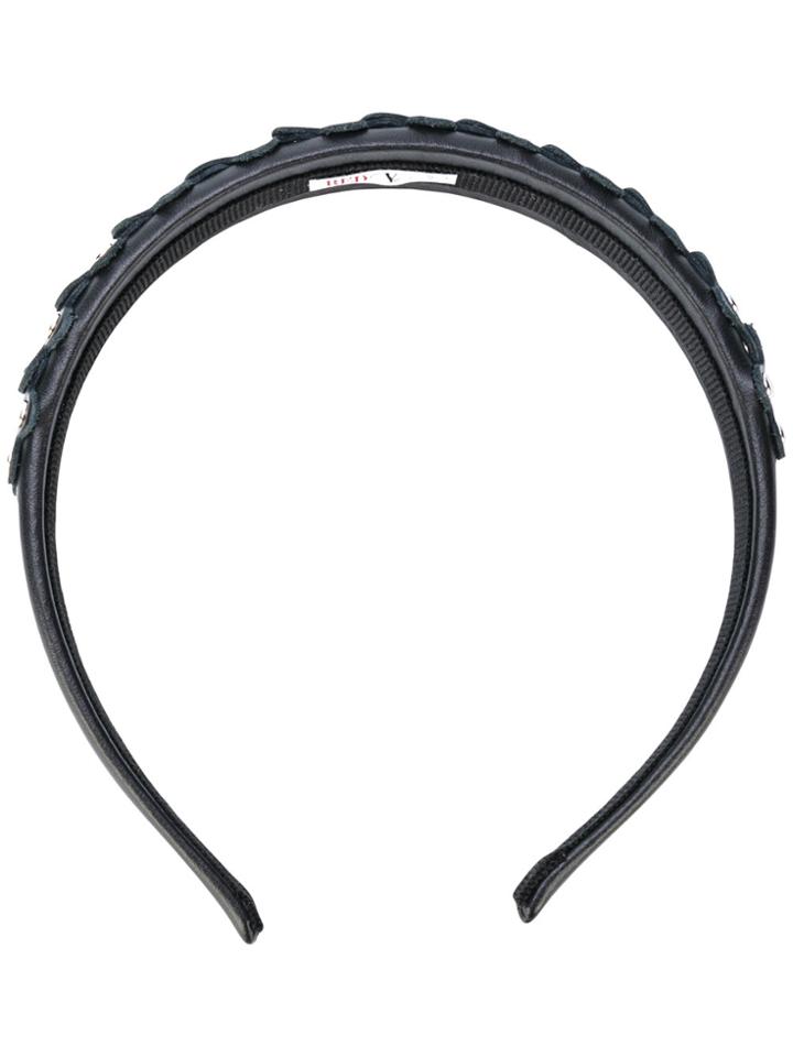 Red Valentino Studded Flower Hairband - Black